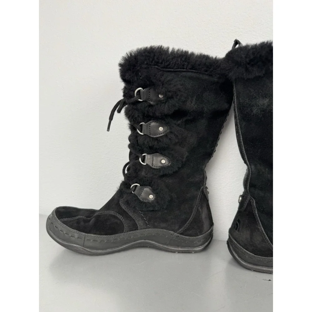 North Face Black Winter Boots Womens‎ 7 Insulated Suede Sheepskin Shearling Snow